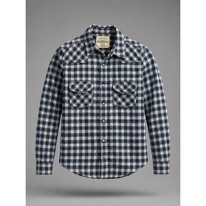 Aeropostale Mens Blue Plaid Western Flannel Shirt Pearl Snap Cotton M 9650AH1